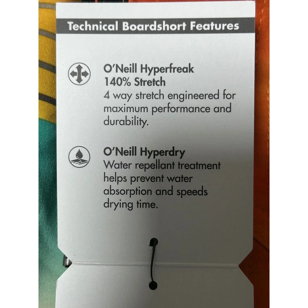 ONeill Hyperfreak Mens Board Shorts Size 31 Orange Striped Performance Swim - CJ